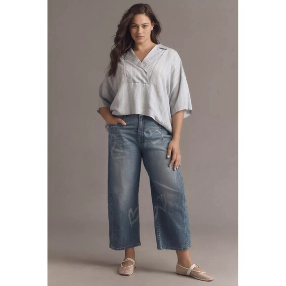 NWT Size M - Anthropologie The Dylon Short-Sleeve Wide-Placket Top (NWT US$98) - Picture 1 of 16